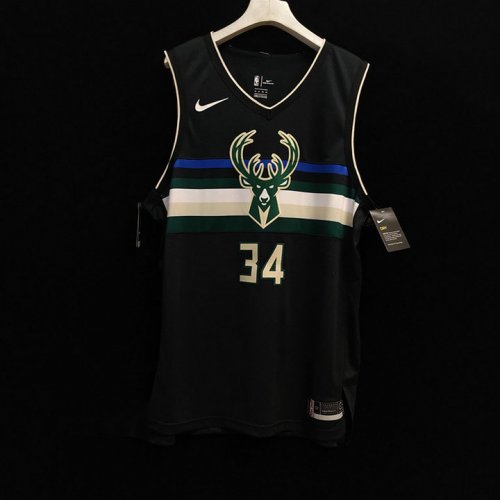 Giannis Antetokounmpo Milwaukee Bucks Black 34 Jersey Player Version